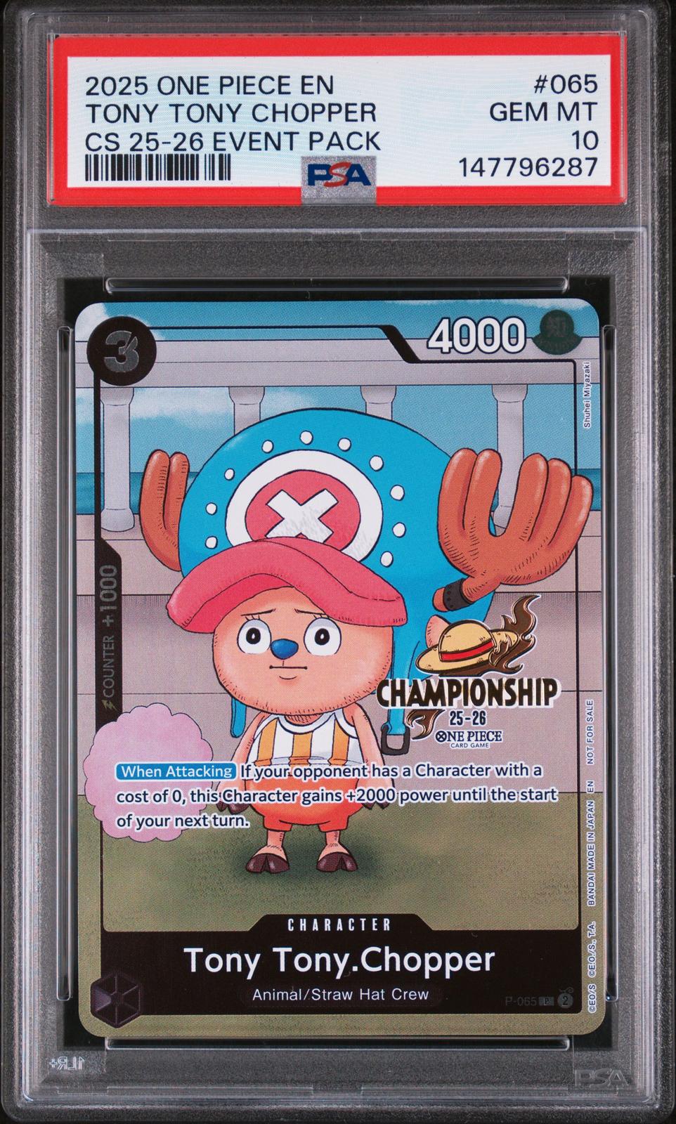 2025 One Piece Championship 2025-26 Event Pack #065 Tony Tony Chopper PSA 10