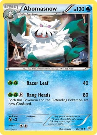 'Pokemon - 'Abomasnow 026  - Reverse Holofoil Plasma Blast - Uncommon