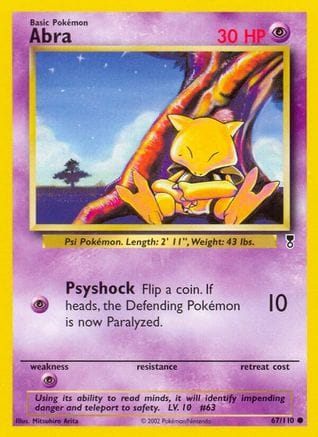 'Pokemon - 'Abra 067/110  - Reverse Holofoil Legendary Collection - Common