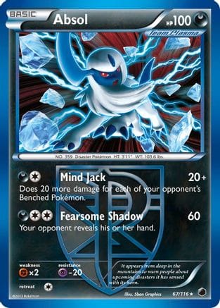 'Pokemon - 'Absol (Team Plasma) 067/116  - Reverse Holofoil Plasma Freeze - Holo Rare