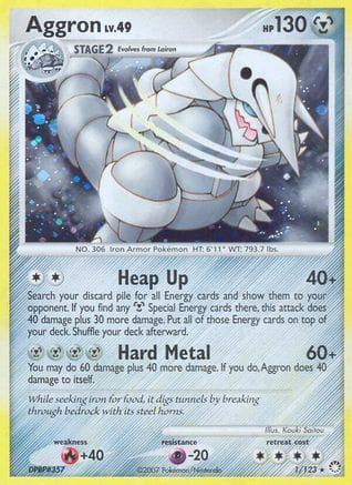 'Pokemon - 'Aggron 001  - Reverse Holofoil Mysterious Treasures - Holo Rare