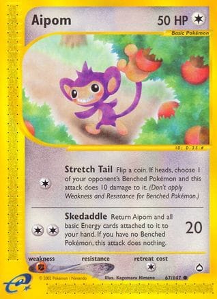 'Pokemon - 'Aipom 067/147  Aquapolis - Common