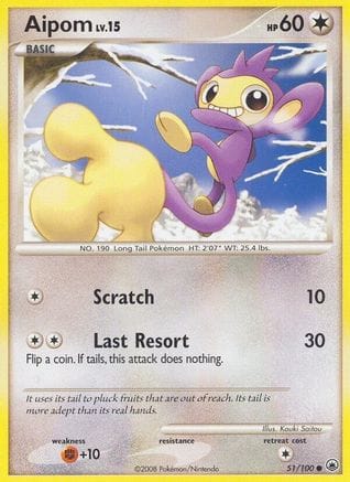 'Pokemon - 'Aipom (51) 051  - Reverse Holofoil Majestic Dawn - Common