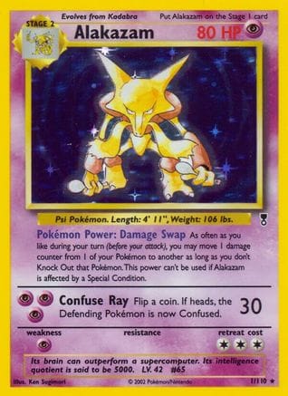 'Pokemon - 'Alakazam 001  - Reverse Holofoil Legendary Collection - Holo Rare