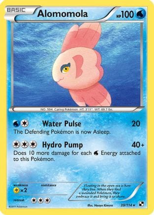 'Pokemon - 'Alomomola (39) 039  - Reverse Holofoil Black and White - Rare