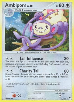 'Pokemon - 'Ambipom 003/123  - Holofoil Mysterious Treasures - Holo Rare
