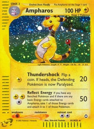 'Pokemon - 'Ampharos (H1) 0H1  - Holofoil Aquapolis - Holo Rare
