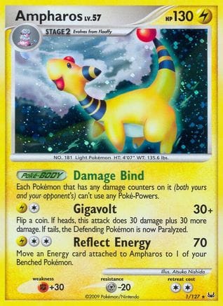 'Pokemon - 'Ampharos 001  - Reverse Holofoil Platinum - Holo Rare