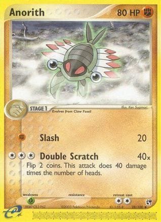 'Pokemon - 'Anorith 028/100  - Reverse Holofoil Sandstorm - Uncommon