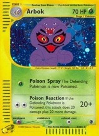 'Pokemon - 'Arbok (3) 003  - Reverse Holofoil Expedition - Holo Rare