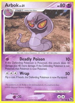 'Pokemon - 'Arbok 033  - Reverse Holofoil Great Encounters - Uncommon