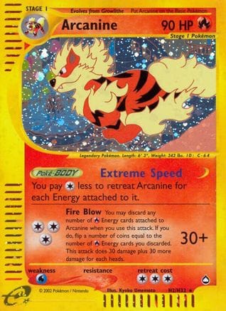 'Pokemon - 'Arcanine (H2) 0H2  - Holofoil Aquapolis - Holo Rare