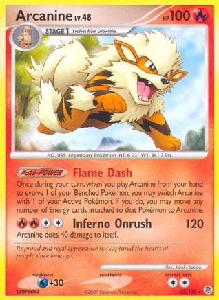 'Pokemon - 'Arcanine 022/132  - Reverse Holofoil Secret Wonders - Rare