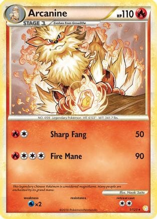 'Pokemon - 'Arcanine 001  - Reverse Holofoil HeartGold SoulSilver - Holo Rare