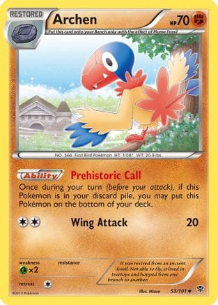 'Pokemon - 'Archen 053/101  - Reverse Holofoil Plasma Blast - Uncommon