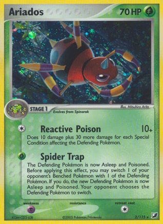'Pokemon - 'Ariados 002  - Reverse Holofoil Unseen Forces - Holo Rare