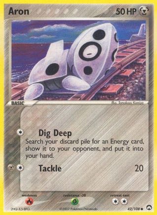 'Pokemon - 'Aron 042/108  - Reverse Holofoil Power Keepers - Common