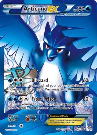 'Pokemon - 'Articuno EX (Team Plasma) (132 Full Art) 132  - Holofoil Plasma Storm - Ultra Rare