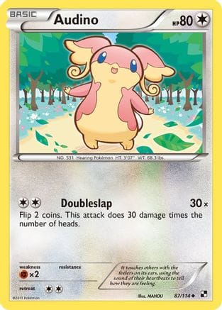 'Pokemon - 'Audino 087/114  - Reverse Holofoil Black and White - Uncommon