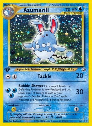 'Pokemon - 'Azumarill 002/111  - Unlimited Holofoil Neo Genesis - Holo Rare