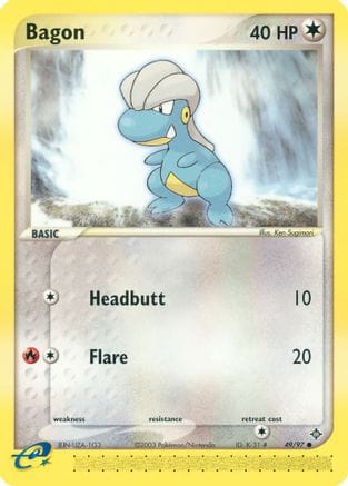 'Pokemon - 'Bagon 049/97  - Reverse Holofoil Dragon - Common
