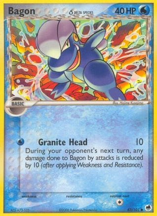'Pokemon - 'Bagon (Delta Species) 043/101  - Reverse Holofoil Dragon Frontiers - Common