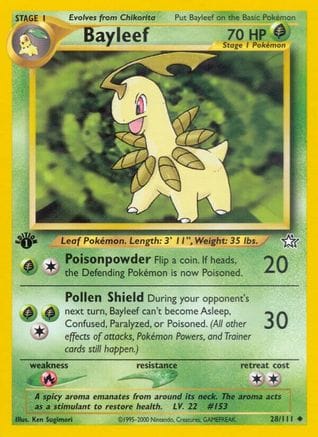 'Pokemon - 'Bayleef (28) 028/111  - 1st Edition Neo Genesis - Uncommon