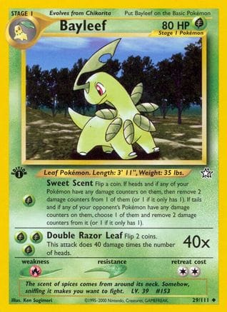 'Pokemon - 'Bayleef (29) 029/111  - 1st Edition Neo Genesis - Uncommon