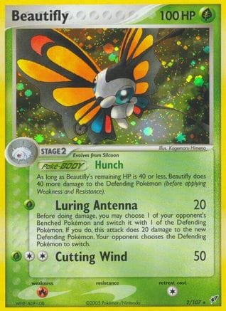'Pokemon - 'Beautifly 002  - Reverse Holofoil Deoxys - Holo Rare