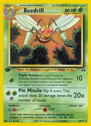 'Pokemon - 'Beedrill 018/75  - 1st Edition Neo Discovery - Rare
