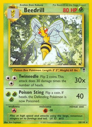 'Pokemon - 'Beedrill 020  - Reverse Holofoil Legendary Collection - Rare