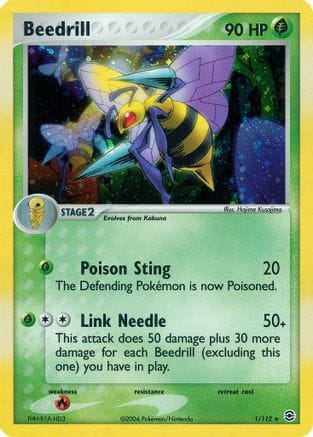 'Pokemon - 'Beedrill 001/112  - Reverse Holofoil FireRed & LeafGreen - Holo Rare