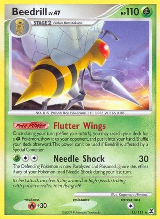 'Pokemon - 'Beedrill 015  - Reverse Holofoil Rising Rivals - Rare