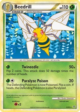 'Pokemon - 'Beedrill 012  - Reverse Holofoil Unleashed - Rare