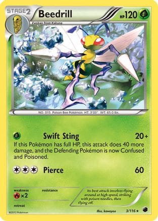 'Pokemon - 'Beedrill 003/116  - Reverse Holofoil Plasma Freeze - Rare