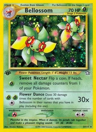 'Pokemon - 'Bellossom 003/111  - Unlimited Holofoil Neo Genesis - Holo Rare