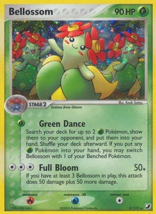 'Pokemon - 'Bellossom 003  - Reverse Holofoil Unseen Forces - Holo Rare