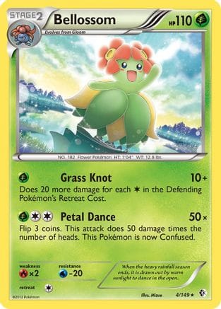 'Pokemon - 'Bellossom 004  - Reverse Holofoil Boundaries Crossed - Rare
