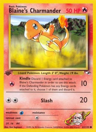 'Pokemon - 'Blaine's Charmander 061/132  - 1st Edition Gym Heroes - Common
