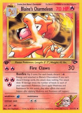 'Pokemon - 'Blaine's Charmeleon 031/132  - Unlimited Gym Challenge - Uncommon