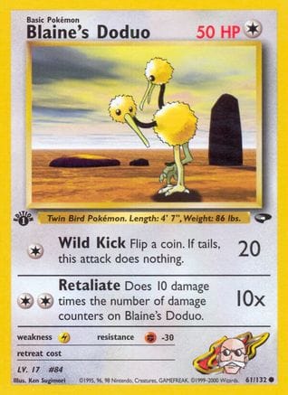 'Pokemon - 'Blaine's Doduo 061/132  - 1st Edition Gym Challenge - Common