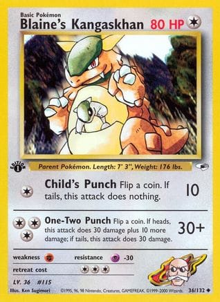 'Pokemon - 'Blaine's Kangaskhan 036/132  - Unlimited Gym Heroes - Uncommon