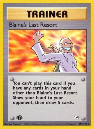 'Pokemon - 'Blaine's Last Resort 105/132  - 1st Edition Gym Heroes - Uncommon