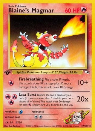 'Pokemon - 'Blaine's Magmar 037/132  - 1st Edition Gym Heroes - Uncommon