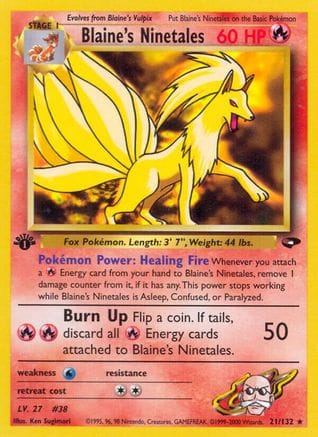 'Pokemon - 'Blaine's Ninetales 021/132  - Unlimited Gym Challenge - Rare