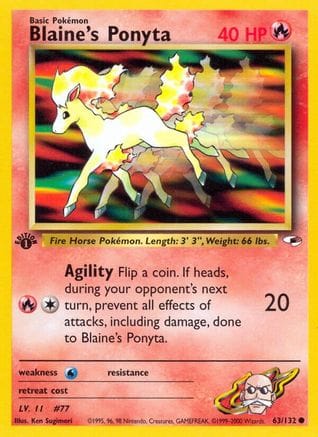 'Pokemon - 'Blaine's Ponyta 063/132  - 1st Edition Gym Heroes - Common