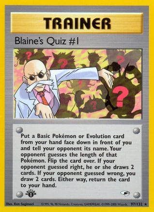'Pokemon - 'Blaine's Quiz #1 097/132  - 1st Edition Gym Heroes - Rare