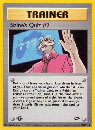 'Pokemon - 'Blaine's Quiz #2 111/132  - Unlimited Gym Challenge - Uncommon