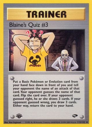 'Pokemon - 'Blaine's Quiz #3 112/132  - Unlimited Gym Challenge - Uncommon