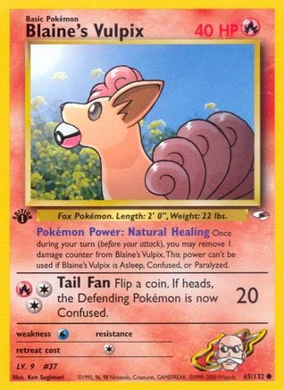 'Pokemon - 'Blaine's Vulpix 065/132  - 1st Edition Gym Heroes - Common